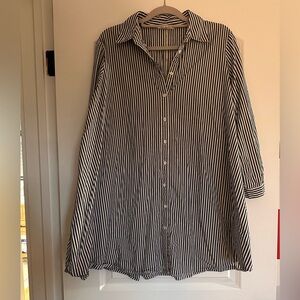 BB Dakota Navy and White Striped Shirt Dress